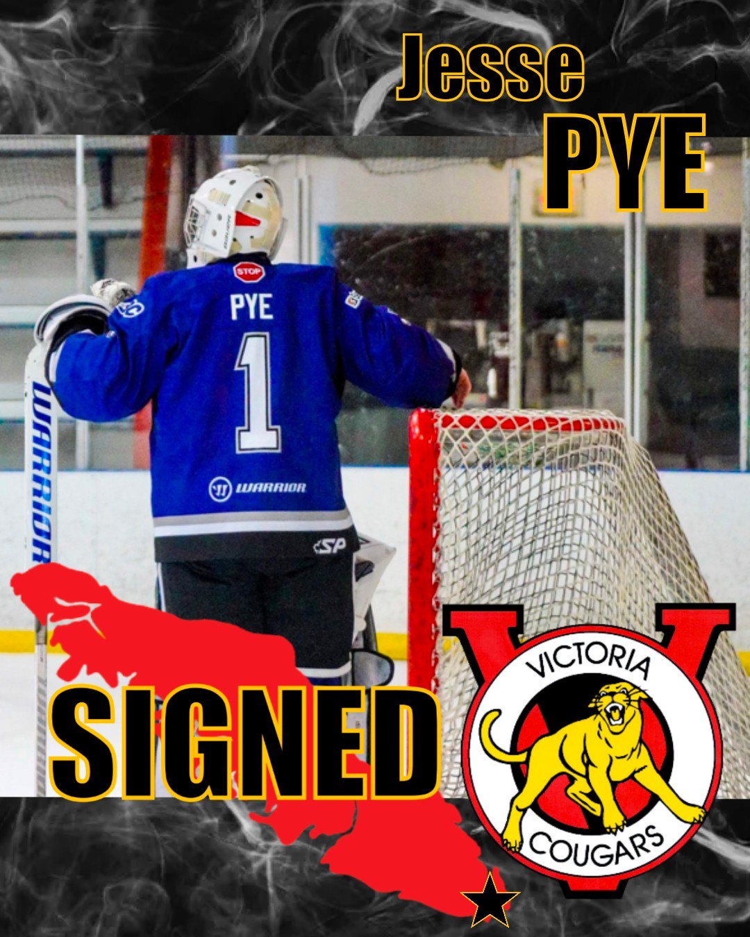 The Cougars have signed ‘05 goaltender, Jesse Pye, from the South Island Royals U18! Welcome to the club!